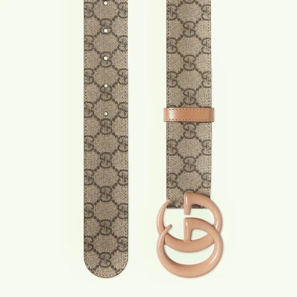 NEW Gucci Gucci GG Marmont Wide Belt 80 CM 32 In Pink Brown GG Supreme - Picture 2 of 9
